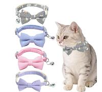 EOWVISN 4 Pieces Of Pet Bow Collars, Adjustable Cat Bell Collars, Soft Corduroy Material, Suitable For Small Puppies.