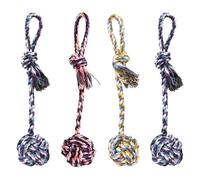 EOWVISN 4 Pieces Of Pet Teething Cord Knot Toys, Dog Toy Balls, Puppy Toys, Dog Biting Toys, Teething Toys (Random Color).