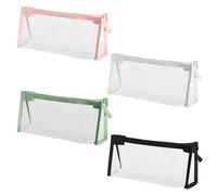 EOWVISN 4 Pieces of Simple Triangular Pencil Bags, Simple Student Stationery Bags, Large-Capacity Pencil Bags, Portable Storage Bags, Waterproof Pencil Bags, Libraries and Other Scenes