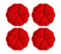 EOWVISN 4 Pieces Red Waffle Round Mold, Silicone Baking Mold, Waffle Mold For Air Fryer, Waffle Baking, Waffle Baking Tray.