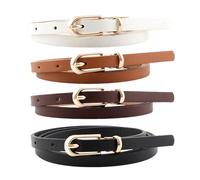 EOWVISN 4 Pieces Retro Belt, Women's Thin Belt, Black, Camel, Brown, White, One Size, Modern, Solid, Classic
