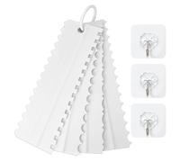 EOWVISN 4 Pieces White Plastic Scraper And 3 Pieces Transparent Hooks, Multi-Function Scraper, Diy Cake Tool, Baking Tool.