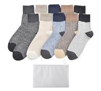 EOWVISN 5 Pairs Of Thermal Socks, 1 Storage Bag, Thick Socks For Men, Warm Plush Socks, Unisex, Warm Winter Walking Socks, Soft Casual Mid-Calf Socks