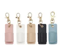 EOWVISN 5 Pieces Of Lychee Pattern Pen Cover, Anti-Lost Identification Buckle Design, Pu Leather Zinc Alloy Material, Multi-Color Combination, Practical Office Supplies.