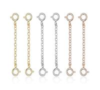 EOWVISN 6 Pieces Of 925 Silver Necklace Extension Chain, Double Ring Chain Design, Diy Bracelet Necklace Lengthened, Handmade Jewelry Matching.