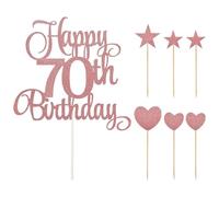 EOWVISN 7 Pieces Of 70Th Birthday Cake Inserts, Cake Decoration Inserts, Party Cake Supplies, Cake Decorations For Women