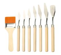 EOWVISN 7 Pieces Of Oil Painting Scraper And 1 Piece Of Wood Handle Oil Painting Brush, Art Supplies, Painting Tools, Diy Handicraft Accessories.