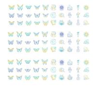 EOWVISN 90 Colorful Shiny Butterfly Magic Stickers, Mirror Reflective Laser Effect, Dream Decoration Of Hand Account Diary, Personalized Paste Of Wall Mobile Phone, Party Layout Material.