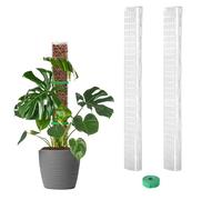 EOX 2 Pcs 24 Inch Plastic Moss Pole for Monstera, Large D Shaped Poles for Climbing Plants Work with Sphagnum Moss, 45 Inch Plant Stake Set of 2, Garden Ties