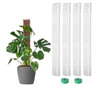 EOX 4 Pcs 24 Inch Plastic Moss Pole for Monstera, Large D Shaped Poles for Climbing Plants Work with Sphagnum Moss, 90 Inch Plant Stake Set of 4, Garden Ties