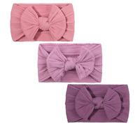 EOYVAIL Headbands for Girls, Pack of 3 Baby Hair Bands, Baby Headband, Jacquard Elastic Wide Edge Bow, Children's Hair Band