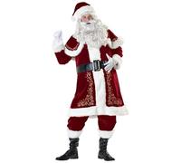 EOZY 11 Pieces Mens Christmas Santa Claus Costume Outfits Luxury Suit Adults Cosplay Xmas Party Novelty Tops Pants Fancy Clothes Set
