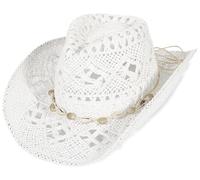 EOZY Men & Women's Summer Cowboy Cowgirl Straw Hat Hollow Out Style Roll Up Brim Beach Sun Hat for Ladies