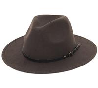 EOZY Men's Classic Wide Brim Fedora Hat Felt Panama Fedora Hats Gentleman Jazz Hat for Beach Party Outdoor Coffee