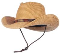 EOZY Straw Cowboy Hats for Men Womens Summer Cowgirl Hat Western Straw Sun Hat for Beach Outdoor Windproof Khaki