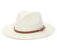 EOZY Straw Sun Hats for Women Men Panama Fedora Summer Hat with Leather Belt Wide Brim Beach Sun Jazz Cap