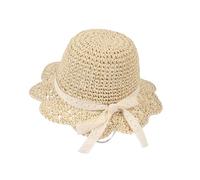 EOZY Toddler Girls Summer Straw Hat Kids Lace Bowknot Sun Hat Wide Brim Foldable Beach Crochet Bucket Hat Beige