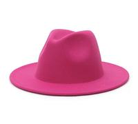 EOZY Vintage Wool Felt Fedora Hats Wide Brim Panama Cap Gamble hat Jazz Hats for Men Women Rose L