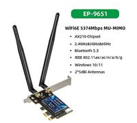 (EP-9651, One size) WiFi6E Intel AX210 PCIE WiFi Adapter 5374Mbps Bluetooth5.3 WiFi Network Card 2.4G/5G/6GHz PCI Express 802.11AX with MU-MIMO