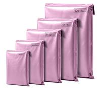 EPACKAGING 125 Mixed Baby Pink Parcel Bags, Tamper-Proof Strong Postal Packaging Bags for Shipping, Mailing & Delivery, 5 Sizes Small to Large, 25 Each