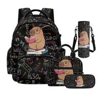 Epaihaiy Backpack with Lunch Box for Boys 17 Inch Backpacks for School Bookbag with Pencil Case for Kids, Study Capybara, L, School