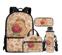 Epaihaiy Backpack with Lunchbox Bookbag for Girls Large Capacity Schoolbag for Kids Backpack Elementary School 17 inch, Capybara, L, School