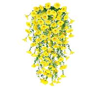 Epaing 2PCS Artificial Hanging Flowers, Artificial Plants Flowers Outdoor, Fake Petunia UV Resistant Artificial Trailing Plants for Hanging Baskets for Home Garden Indoor Outdoor Decor(Yellow)