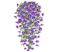 Epaing 2PCS Artificial Hanging Flowers, Artificial Plants Flowers Outdoor, Fake Petunia UV Resistant Artificial Trailing Plants for Hanging Baskets for Home Garden Indoor Outdoor Decor(Purple)