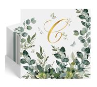 Epakh 100 Pcs Gold Monogram Cocktail Napkins Spring Watercolor Eucalyptus Disposable Decorative Napkins Elegant Gold Foil Monogram Paper Towel for Wedding Holiday Birthday Party Baby Shower(Letter C)