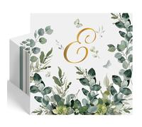 Epakh 100 Pcs Gold Monogram Cocktail Napkins Spring Watercolor Eucalyptus Disposable Decorative Napkins Elegant Gold Foil Monogram Paper Towel for Wedding Holiday Birthday Party Baby Shower(Letter E)