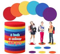 Epakh 180 Pcs Multicolor Carpet Dots Markers for Classroom 5 Inch Circle Floor Spot 6 Color Removable Sit Dots for Classroom Elementary School Preschool Kindergarten Teacher Supplies(Vibrant )