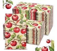 Epakh 200 Pcs Bulk Apples Guest Napkins 2 Ply Autumn Red Fruit Disposable Paper Napkins Fall Harvest Dinner Guest Towels for Bathroom Thanksgiving Back to School Party, 7.9 x 4.3"