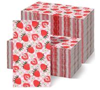 Epakh 200 Pcs Bulk Paper Guest Towels Strawberry Napkin 2 Ply Disposable Summer Strawberry Dinner Napkins Watercolor Spring Decorative Botanical Hand Towel for Bathroom Baby Shower Party, 7.9 x 4.3"