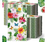 Epakh 200 Pcs Bulk Tropical Flower Guest Napkins 2 Ply Hawaiian Luau Hibiscus Disposable Paper Napkins Summer Floral Dinner Guest Towels for Bathroom Summer Birthday Party BBQ Wedding, 7.9 x 4.3"