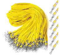 Epakh 200 Pcs Lanyards for ID Name Badge Holder Neck Lanyard Flat Lanyards with Clips Neck Straps for Office School, Yellow, Cotton