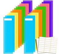 Epakh 24 Packs Library Book Colored Dividers Library Dividers for Book Shelves with Label Stickers Colored Flexible Bookshelf Markers for Organizing School Library or Home Library, 3 x 12 Inch