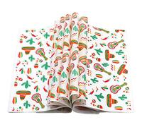 Epakh 300 Pcs Mexican Themed Deli Paper Wax Sheets 12" x 12" Fun Style Burrito Tissue Greaseproof Microwave Sandwich Wrapping Paper Food Waxed Baking Packaging for Cinco De Mayo Supplies (White)