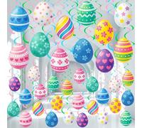 Epakh 36 Pcs Easter Egg Hanging Swirl Ceiling Decorations Hanging Foil Ceiling for Happy Easter Day Party, Colorful Egg Decorations for Spring Holiday, Office, Indoor, Home (Fresh Style)