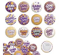 Epakh 48 Pcs Maroon Game Day Badges Football Tailgate Buttons Game Day Pins Tailgate Buttons Match Souvenirs for College Football Gameday Themed Party, about 1.5 inches/ 3.8 cm, Metal, no gemstone