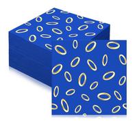 Epakh 50 Pcs Blue with Gold Ring Paper Napkins Video Games Party Supplies Cartoon Themed Disposable Napkins Hedgehog Birthday Party Supplies