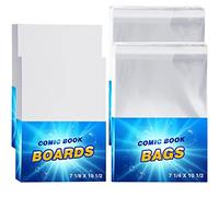 Epakh 60 Set Silver Age Comic Book Bags and Boards 7.68 x 10.83 Inches Reusable Clear Comic Book Sleeves and Boards for Magazine Storage