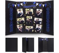 Epakh Large 2026 Graduation Photo Display Board Black Gold Trifold Senior Poster Board 33 x 20 in for Class of 2026 Graduation Photo Frames Picture Display Grad Party Gift Table Decor(Cute,Golden)