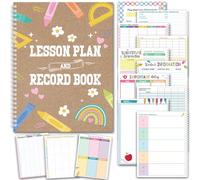Epakh Teacher Planner and Record Book Combination 8.7 x 11.2 Inch Teacher Grade Book Lesson Planners 2026-2027 Spiral Academic Classroom Attendance Essentials Organizers Homeschool Office Supplies