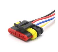 EPANO 1/2/3/4/5/6 Way PBT Flame Retardant Material AMP Seal Waterproof Electrical Wire Connector Plug for Car Waterproof Connector(5 Hole Whit Wire)