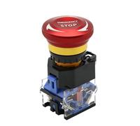 EPANO 1pcs 22mm 10A Metal Emergency Stop Pushbutton Switches Mushroom Head Button Self-Locking Elevator Power Start Emergency Stop LA38(1NO 1NC)