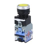 EPANO 22mm LA38-11D/11DS Quality Sliver Contact Push Button Switch with Light on/Off Momentary/Latching220V 24V LED Indicators Self-locking(Yellow,24V)