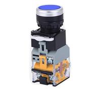 EPANO 22mm LA38-11D/11DS Quality Sliver Contact Push Button Switch with Light on/Off Momentary/Latching220V 24V LED Indicators Self-locking(Blue-01,380V)