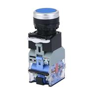 EPANO 22mm LA38-11D/11DS Quality Sliver Contact Push Button Switch with Light on/Off Momentary/Latching220V 24V LED Indicators Self-locking(Blue,24V)
