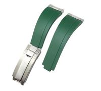 EPANO Metal Curved End Link Endlink Rubber Watchband 20mm 21mm Fit for Rolex Submariner Datejust Daytona GMT OYSTERFLEX Silicone Strap(Green,20mm)