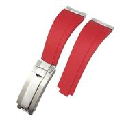 EPANO Metal Curved End Link Endlink Rubber Watchband 20mm 21mm Fit for Rolex Submariner Datejust Daytona GMT OYSTERFLEX Silicone Strap(Red,20mm)